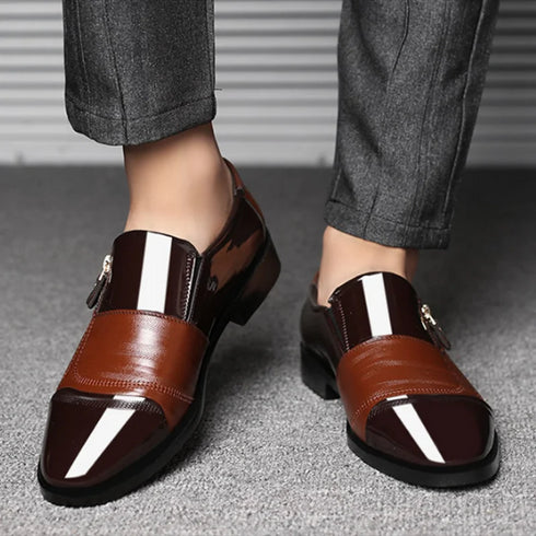 Elegant Slip-On Formal Dress Shoes for Men - Plus Size Pointed Toe Wedding and Business Casual Footwear